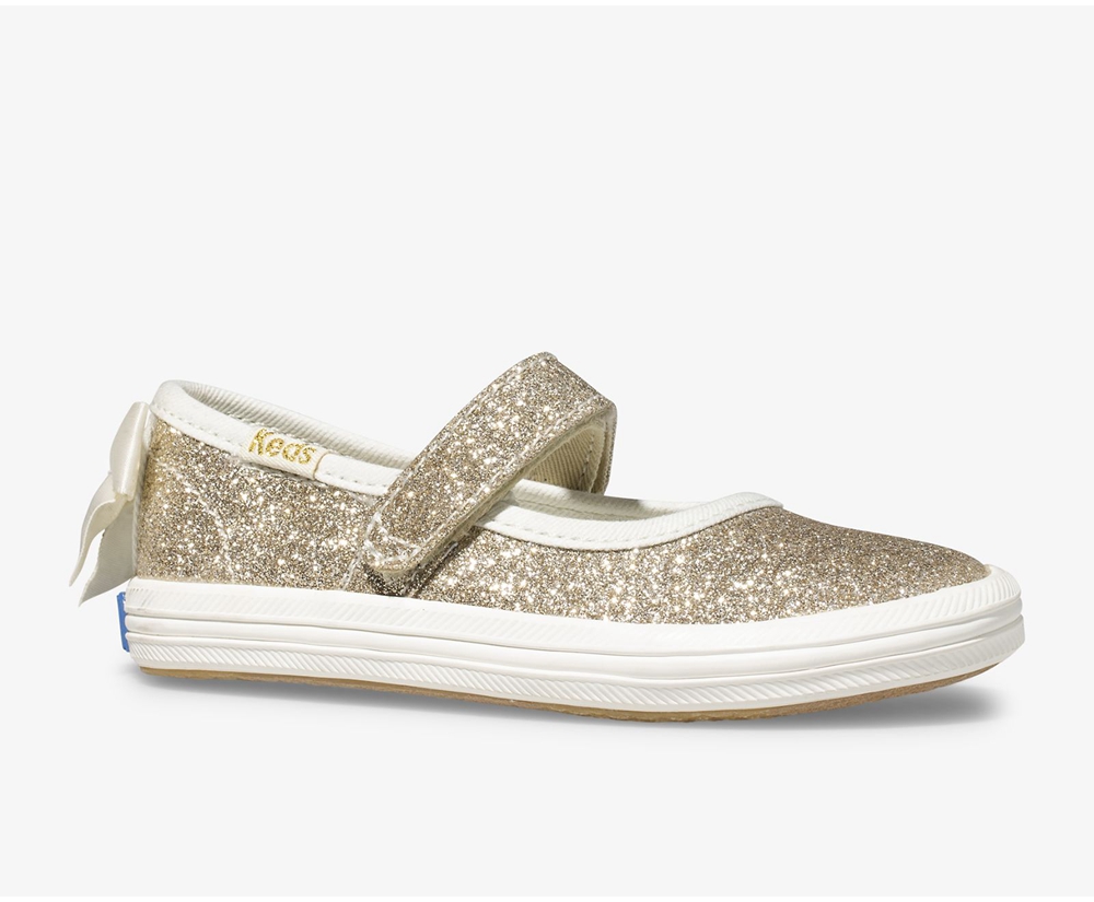 Kids Keds Slip Ons - Kate Spade new york Sloane MJ Glitter - Gold - 6054-URPXD